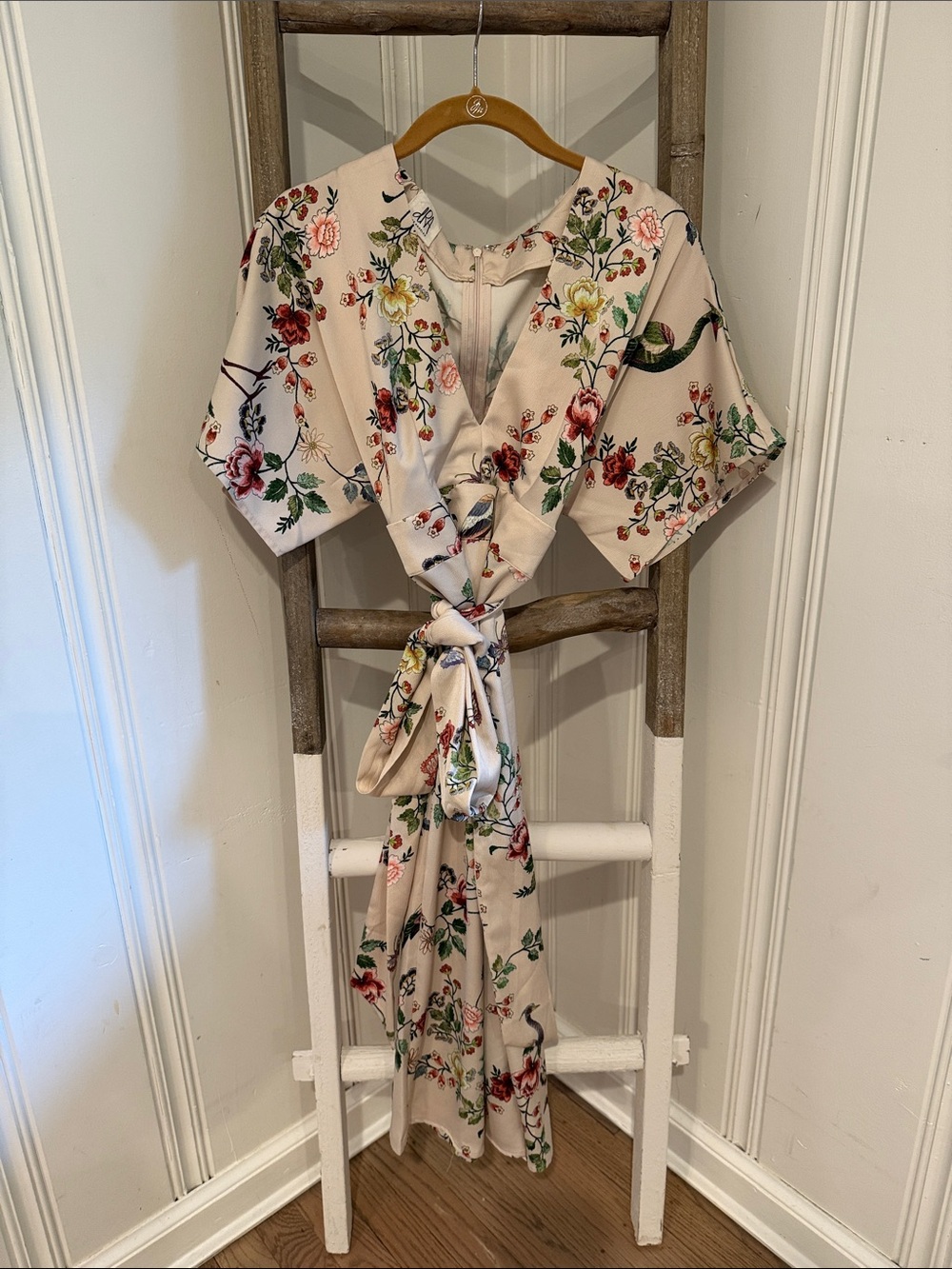 Ya Los Angeles Blush Floral Wrap Maxi Dress